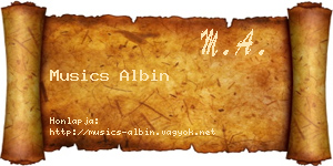 Musics Albin névjegykártya